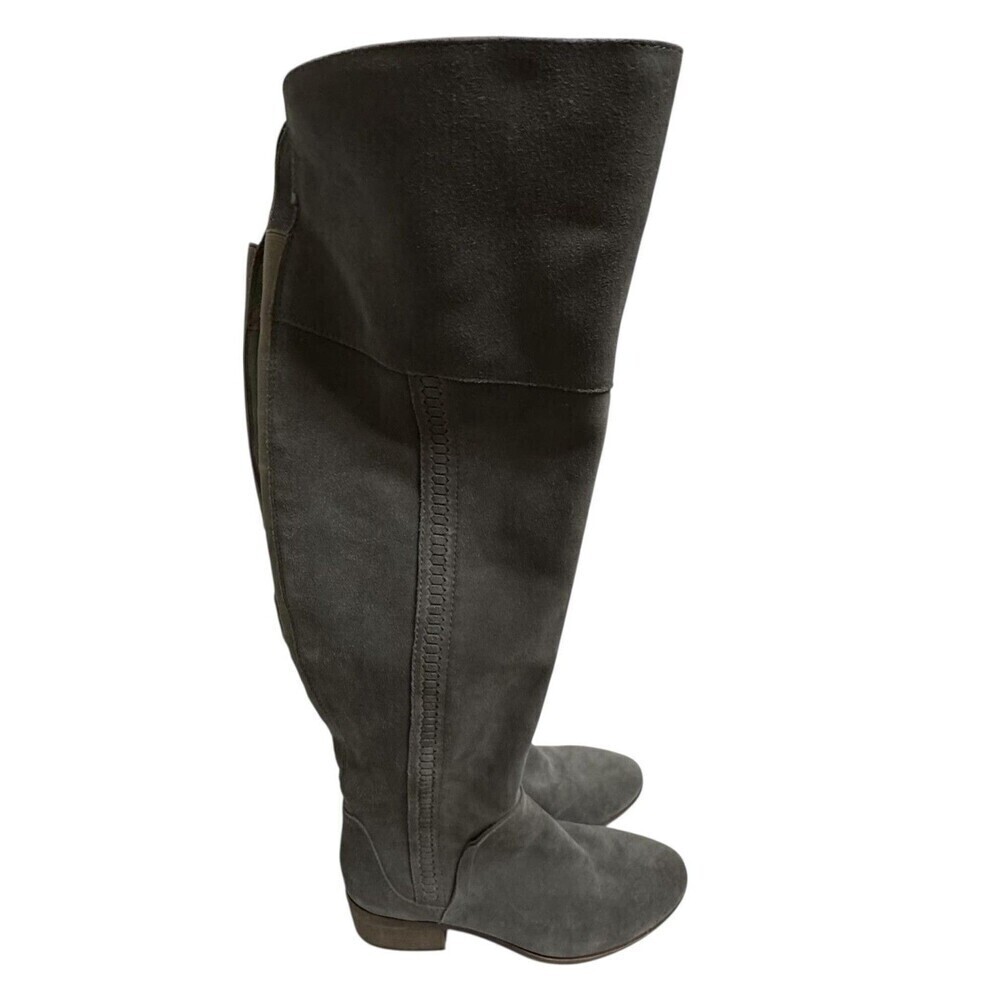 Vince Camuto Kochelda Suede Over The Knee Boots Womens 8.5 Gray Flat Zip Riding - Picture 2 of 7